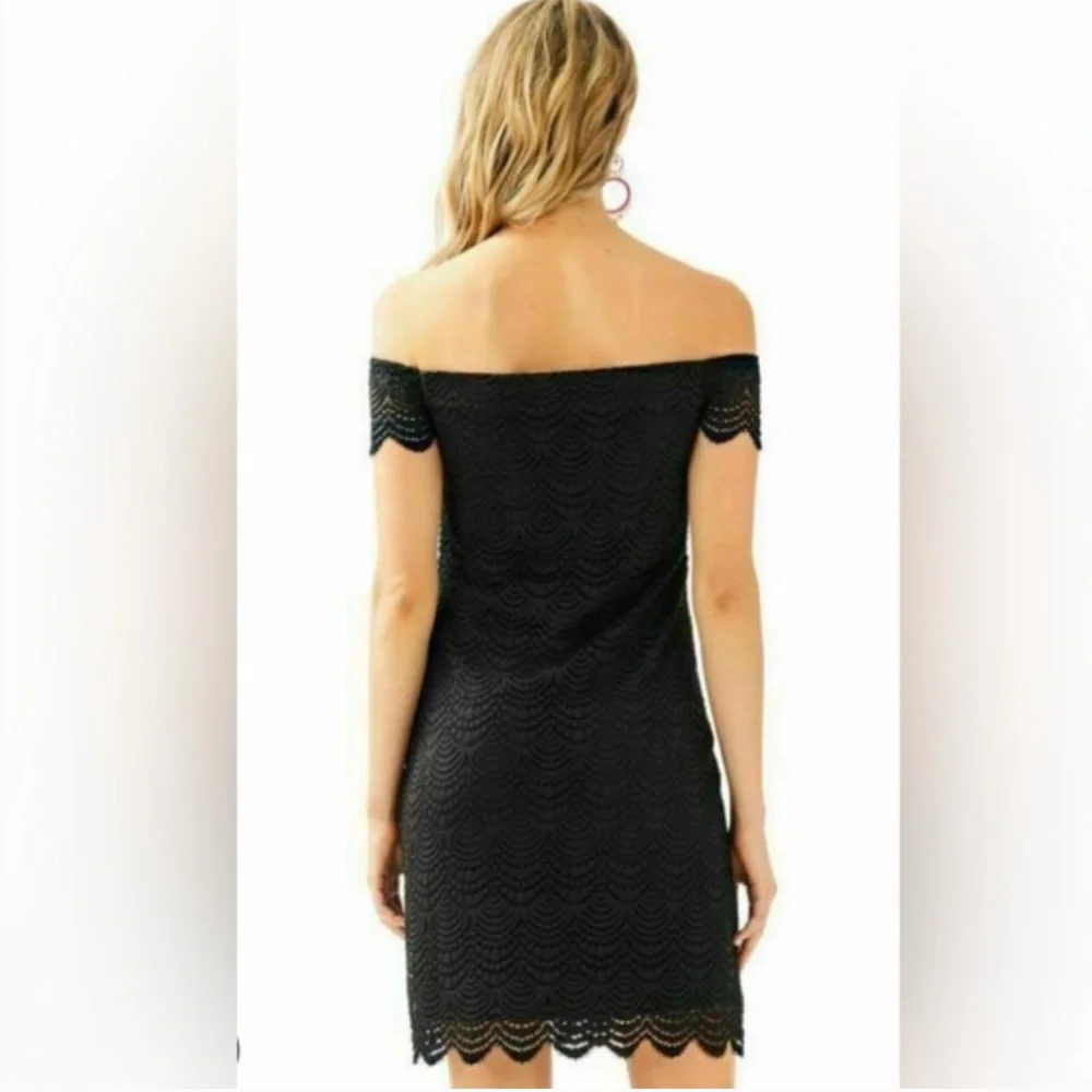 Lilly Pulitzer Jade Dress Black Scalloped Shell Lace W1527 Sz 8 - Picture 3 of 11